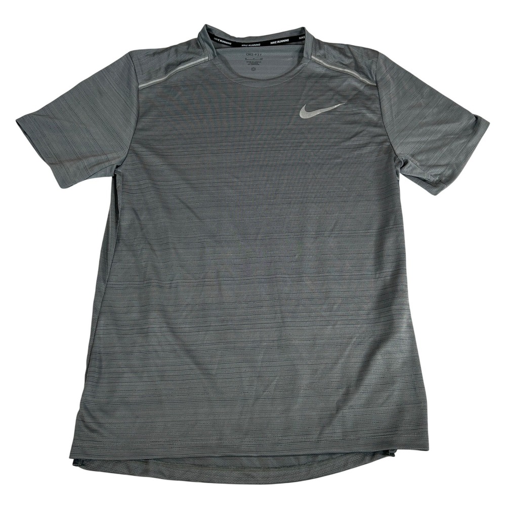 Nike Mens Miler Running Top Dri-FIT Short Sleeve Grey AJ7565-085 Small NWT
